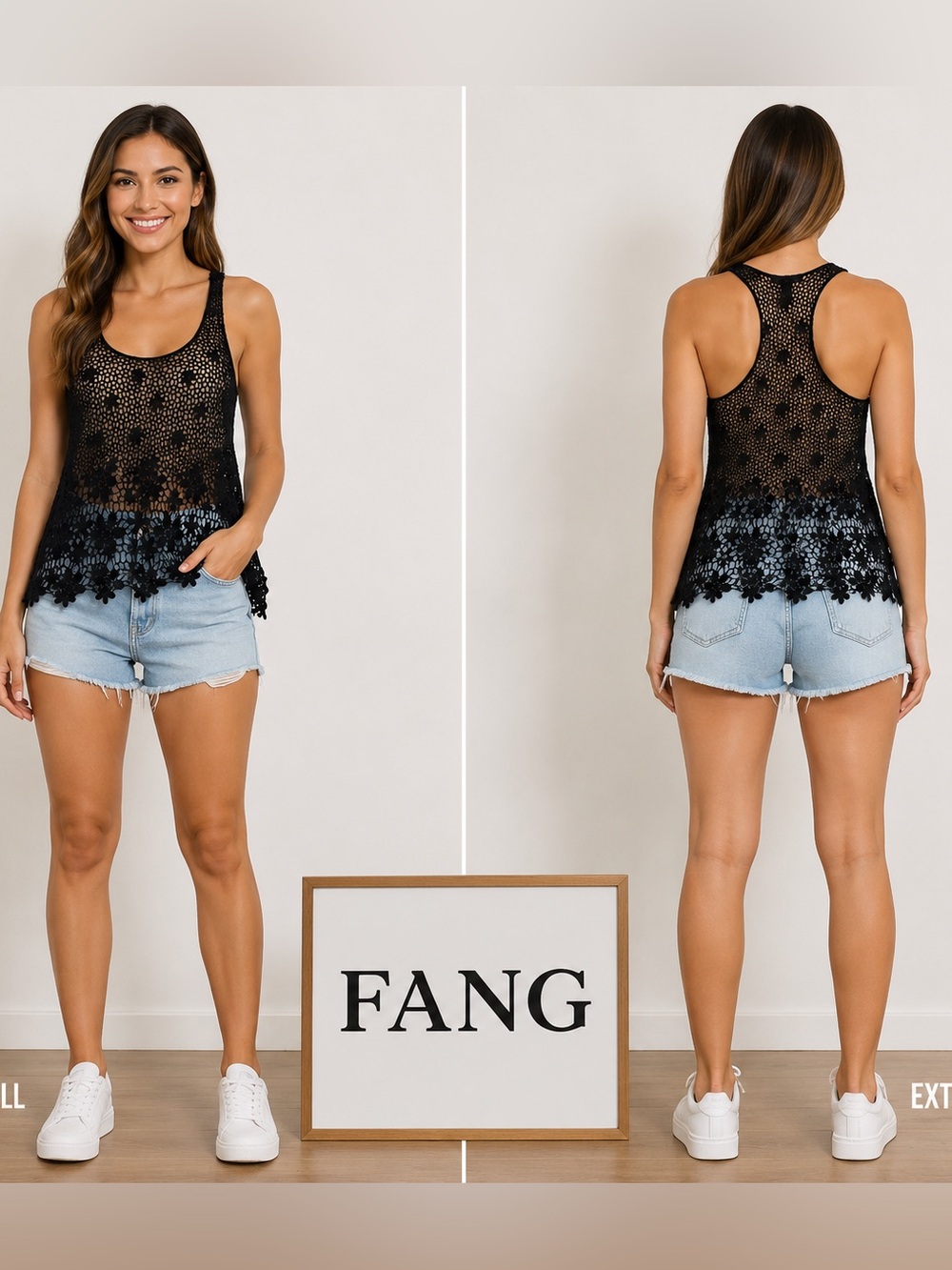 FANG Floral Crocheted Racerback Top Extra Small
